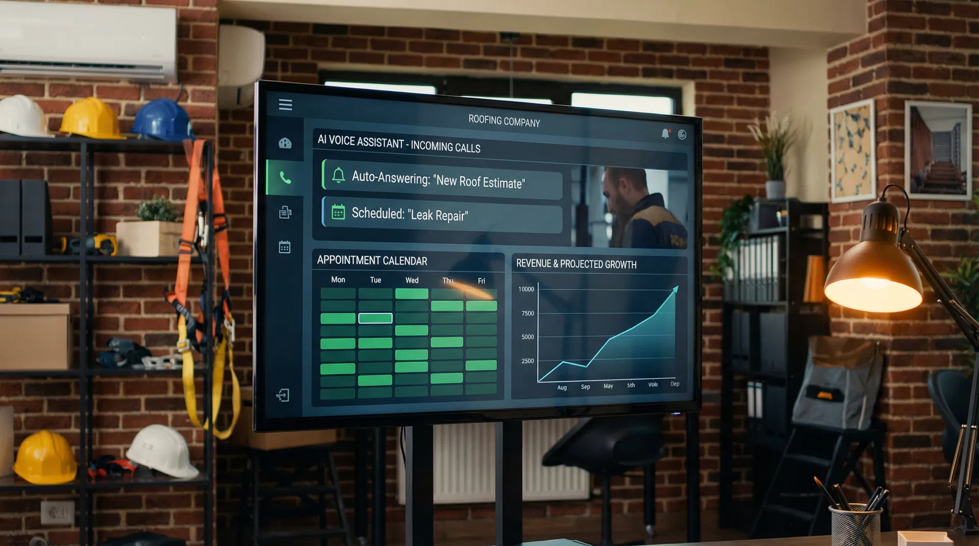 AI dashboard for roofing company