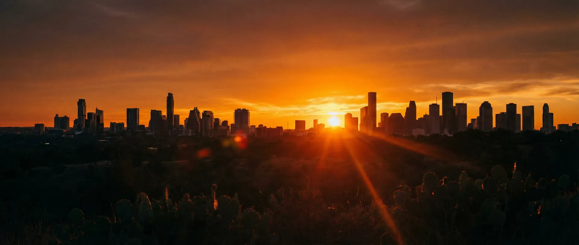Texas skyline at golden hour