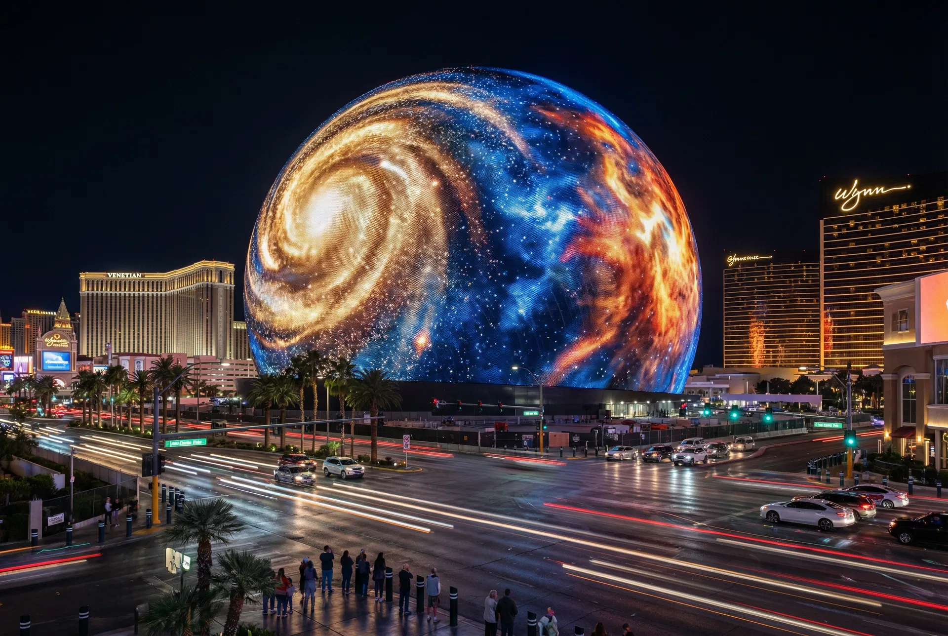 The Sphere Las Vegas at night