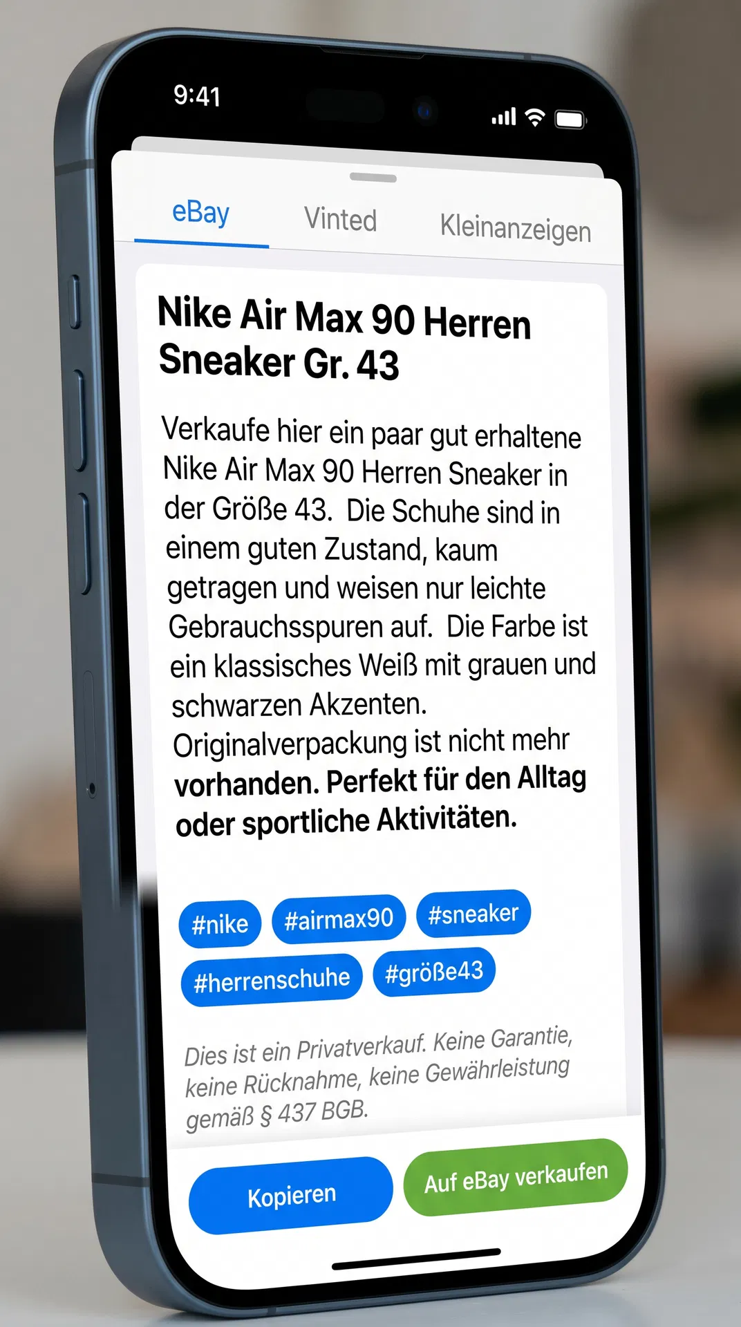 FlinkVerkauft Anzeige mit Haftungsausschluss