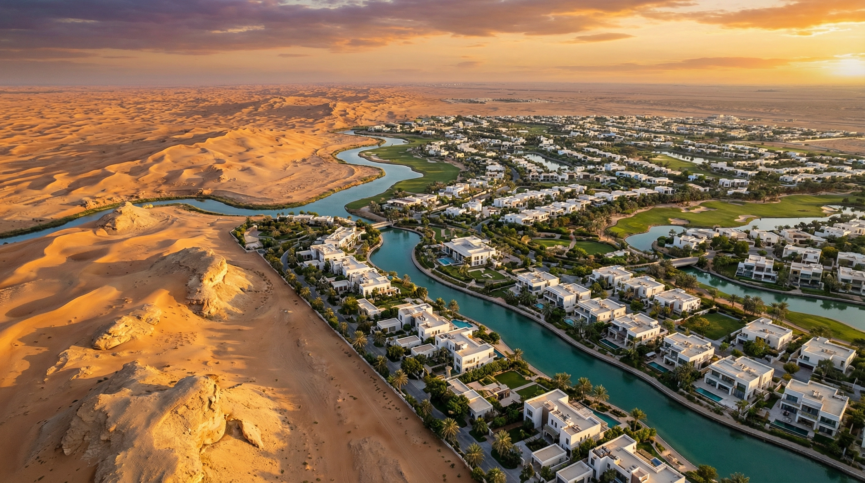 Aerial view of planned community