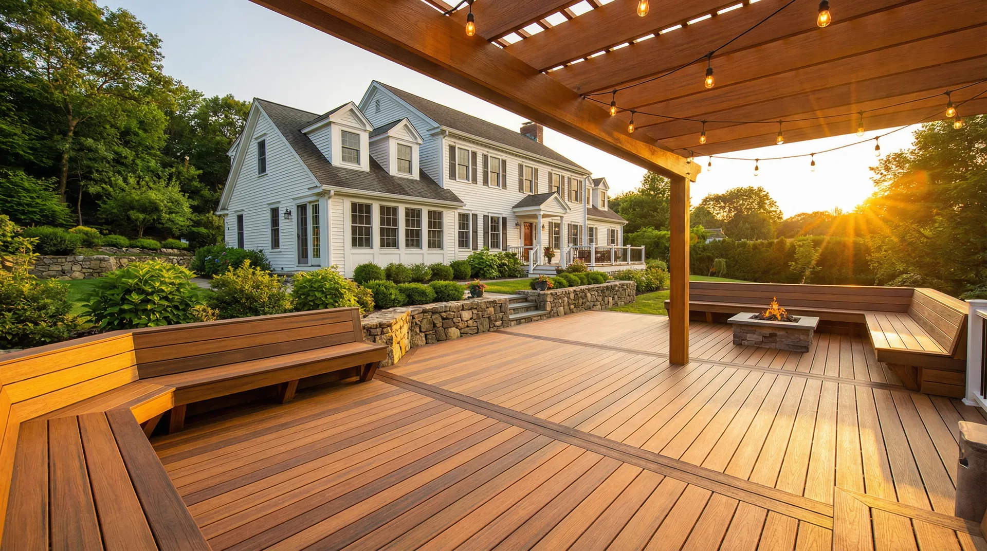 Pergola & Deck with Fire Pit