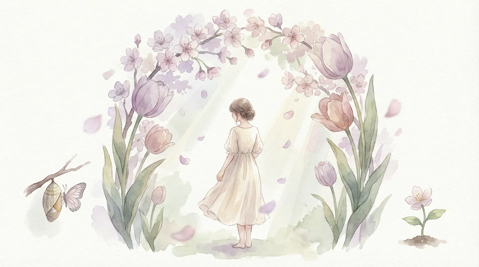 Akwarelowa ilustracja dorastania