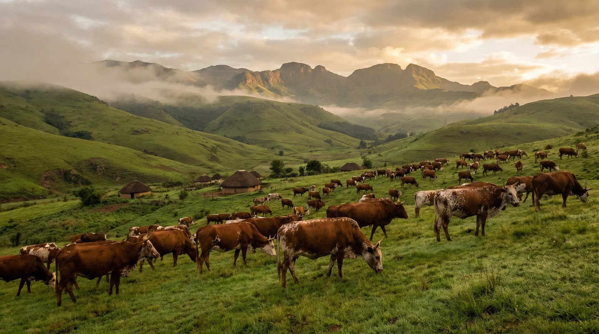 Nguni cattle in the Eswatini mountains