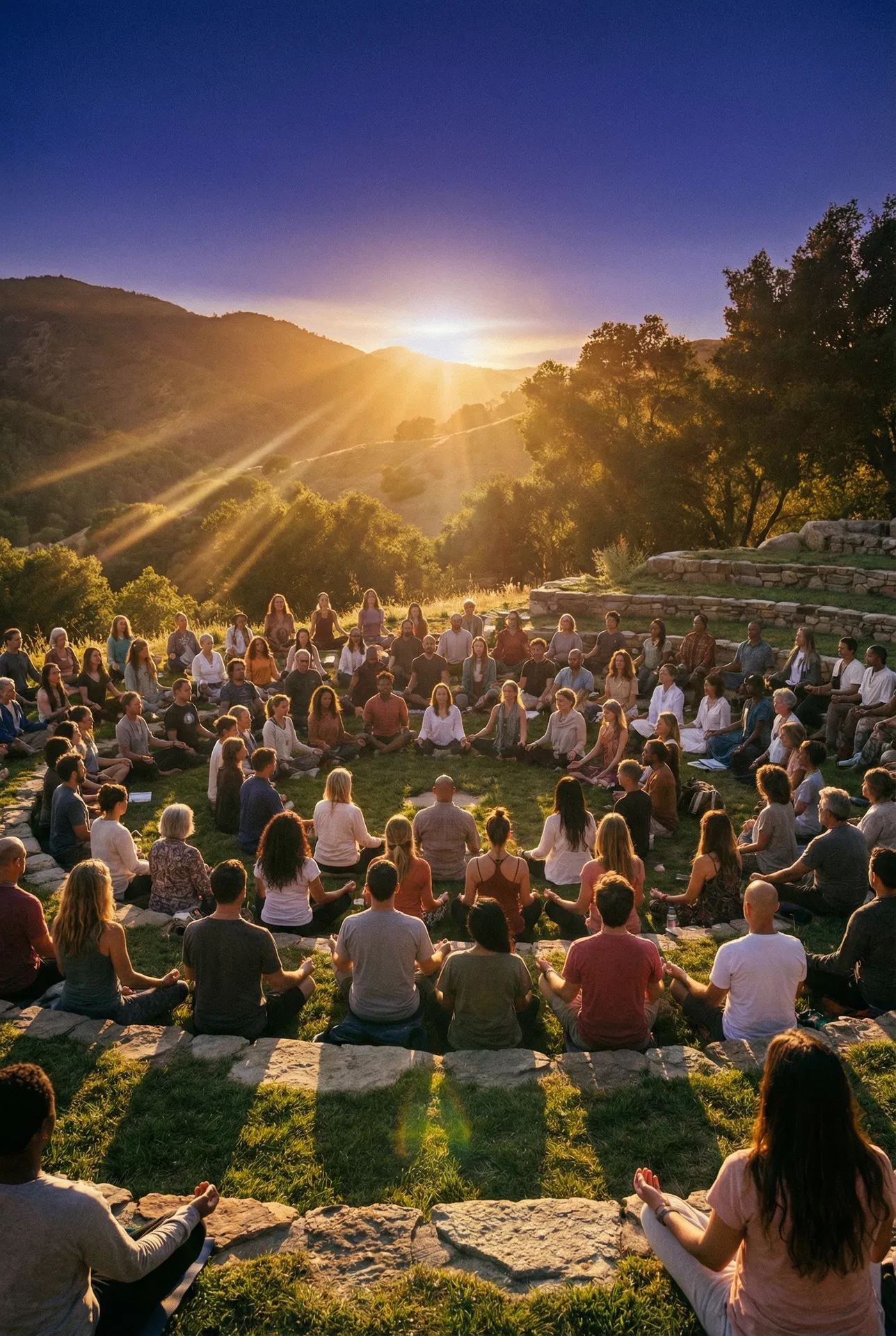 Comunitatea Fluxul Vieții — practicanți în meditație