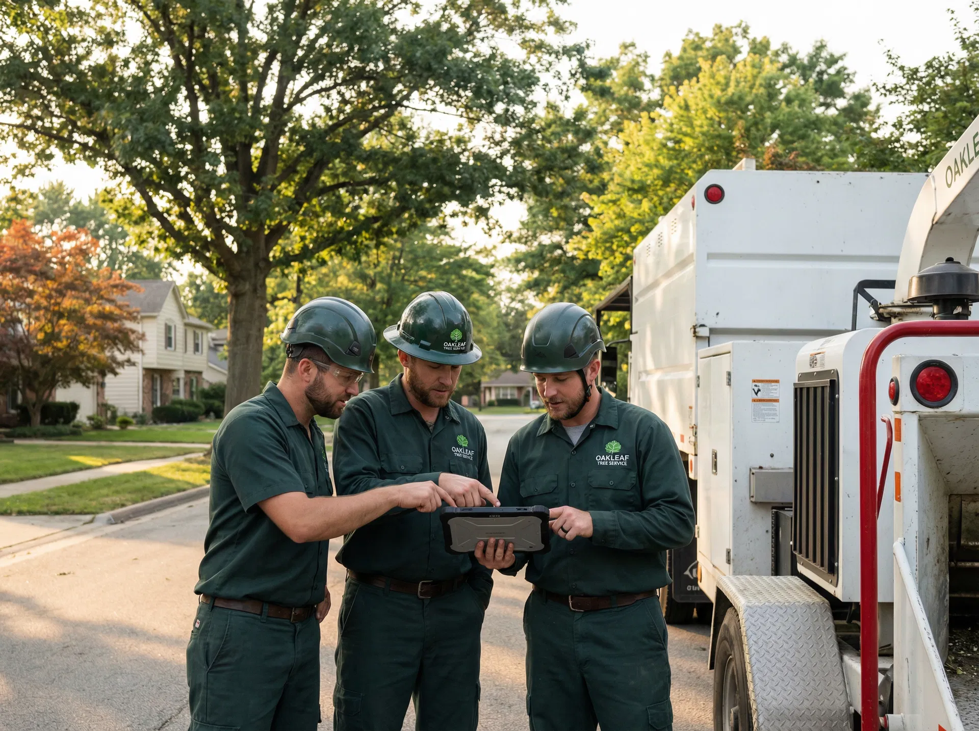 Tree service professionals reviewing their Google My Business strategy