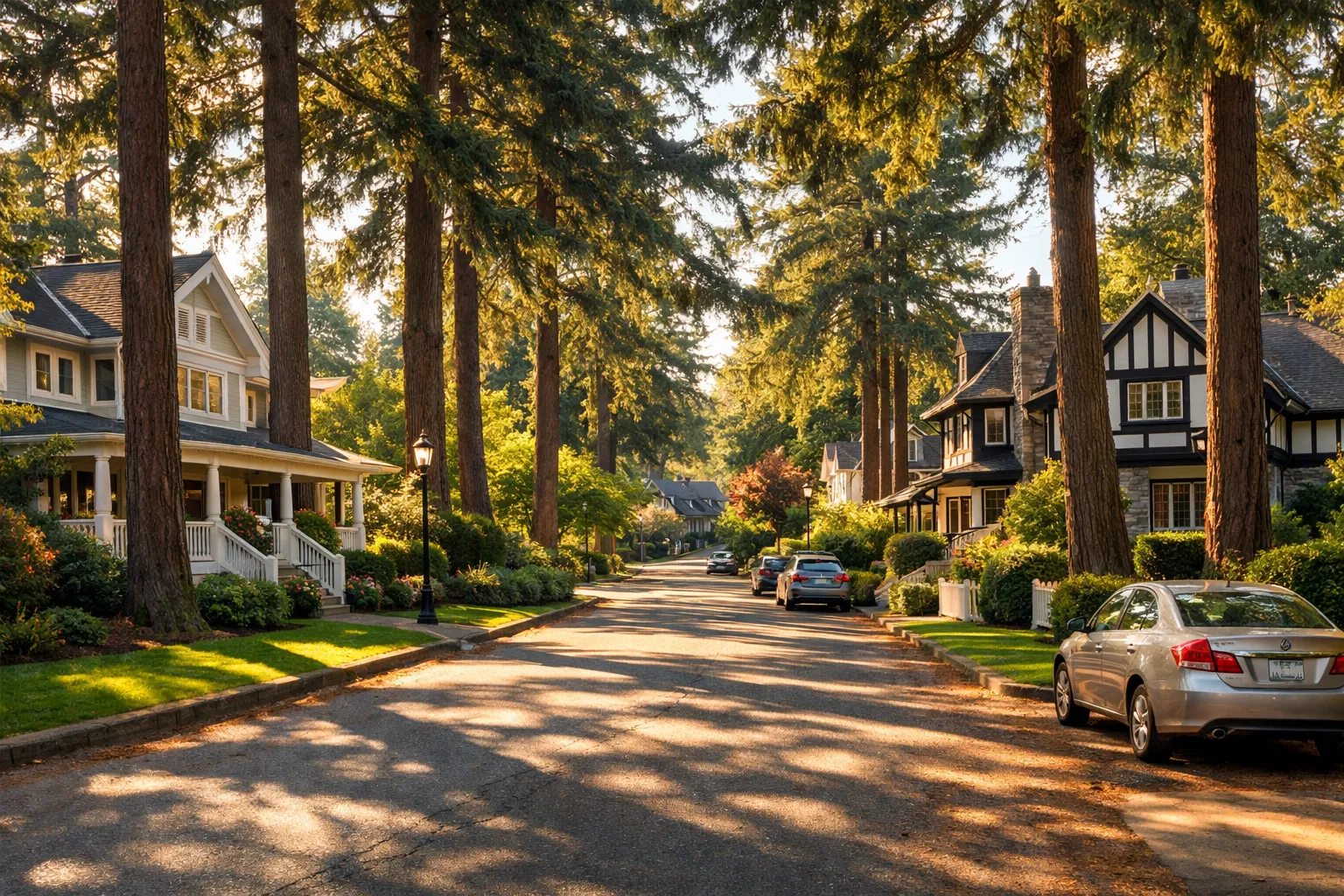 South Surrey neighbourhood with mature trees and heritage homes