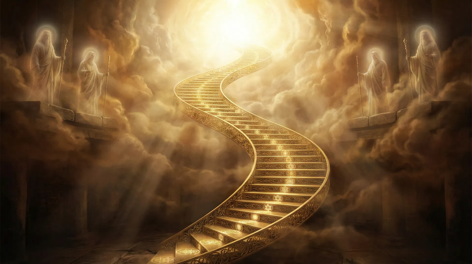 Escadaria dourada ascendente