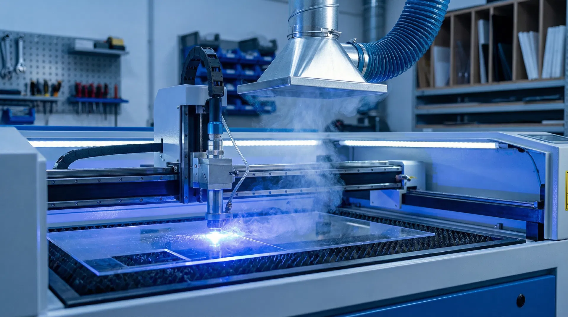 Laser processing with fume extraction