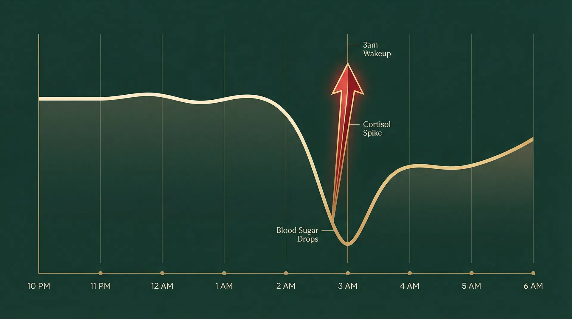 Blood sugar and cortisol levels overnight showing the 3am crash