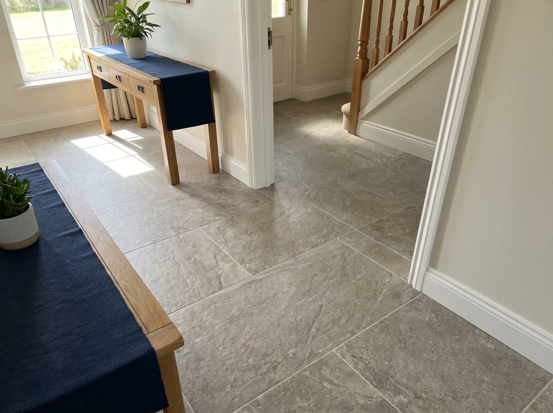 Large-format floor tiling