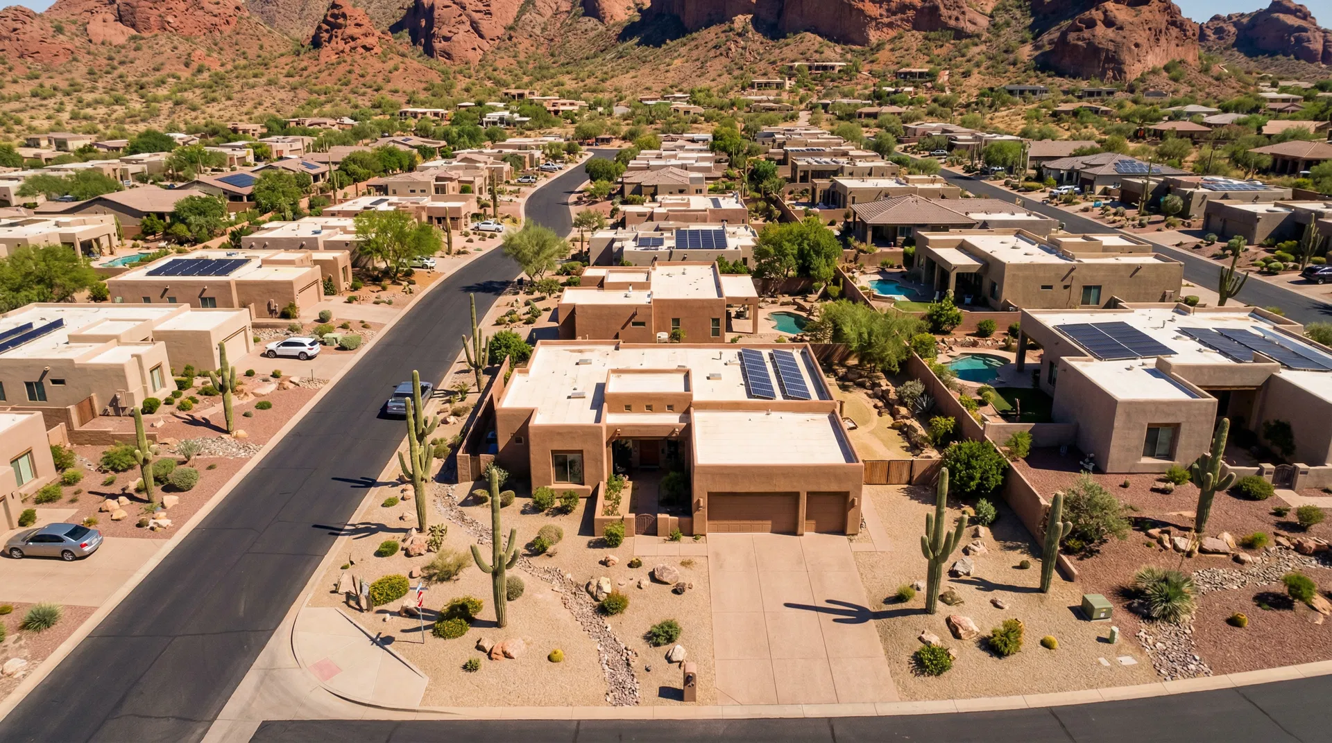 Solar panels on a residential home in Arizona