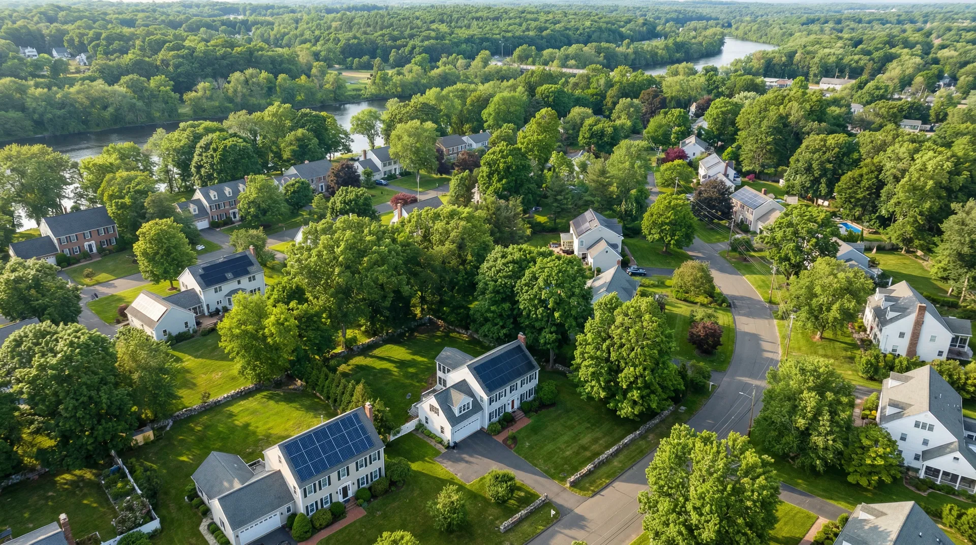 Solar panels on a residential home in Connecticut