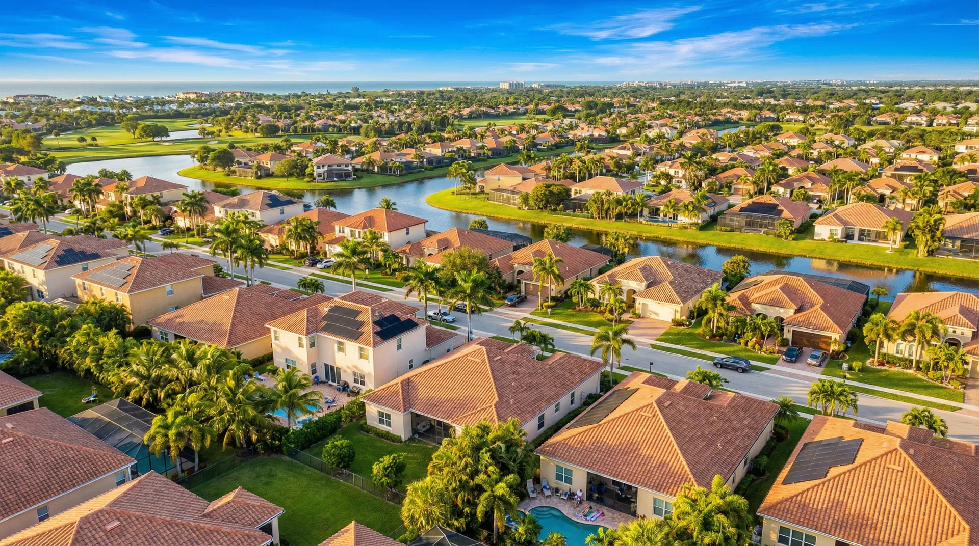 Solar panels on a residential home in Florida