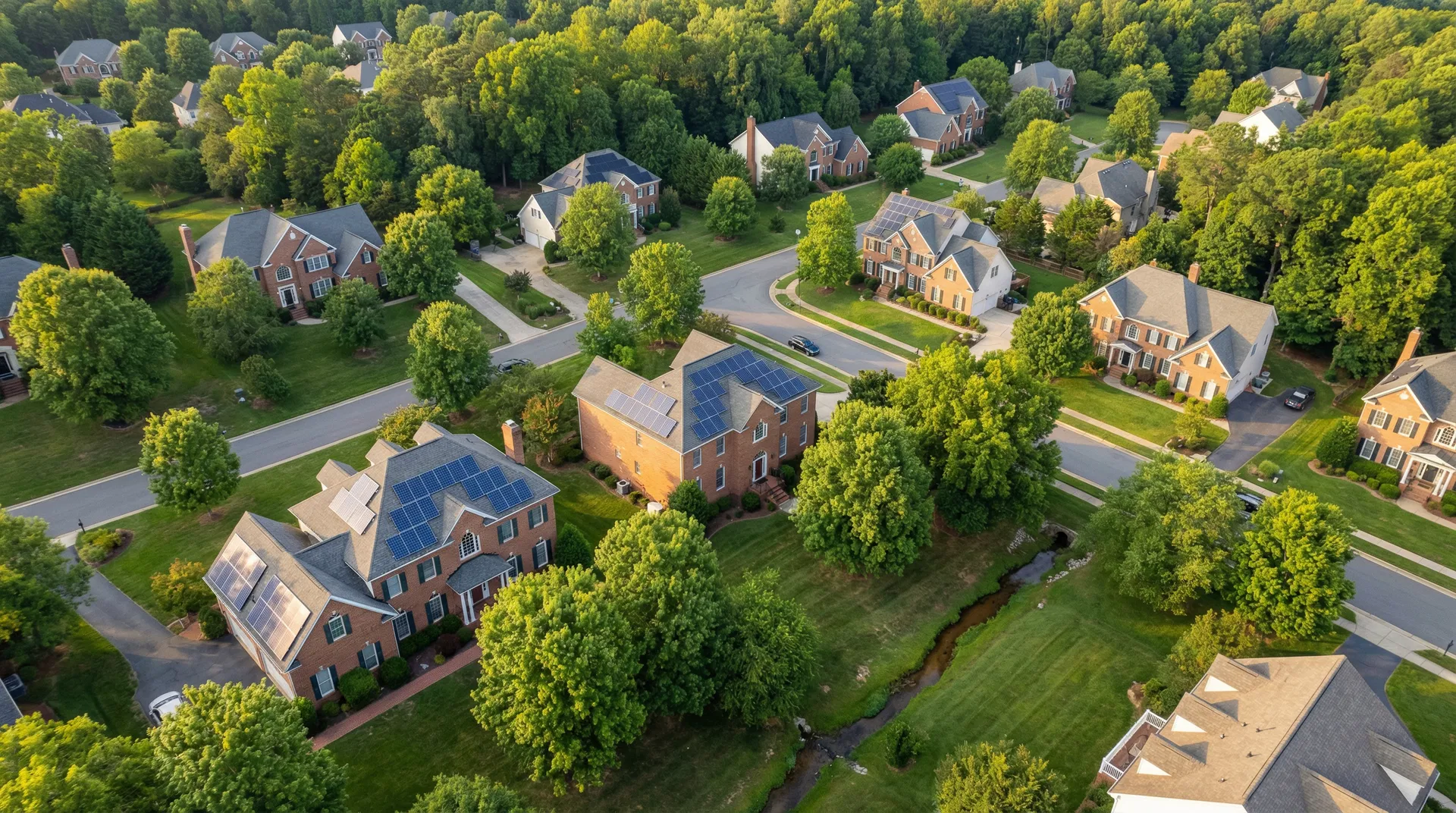Solar panels on a residential home in North Carolina