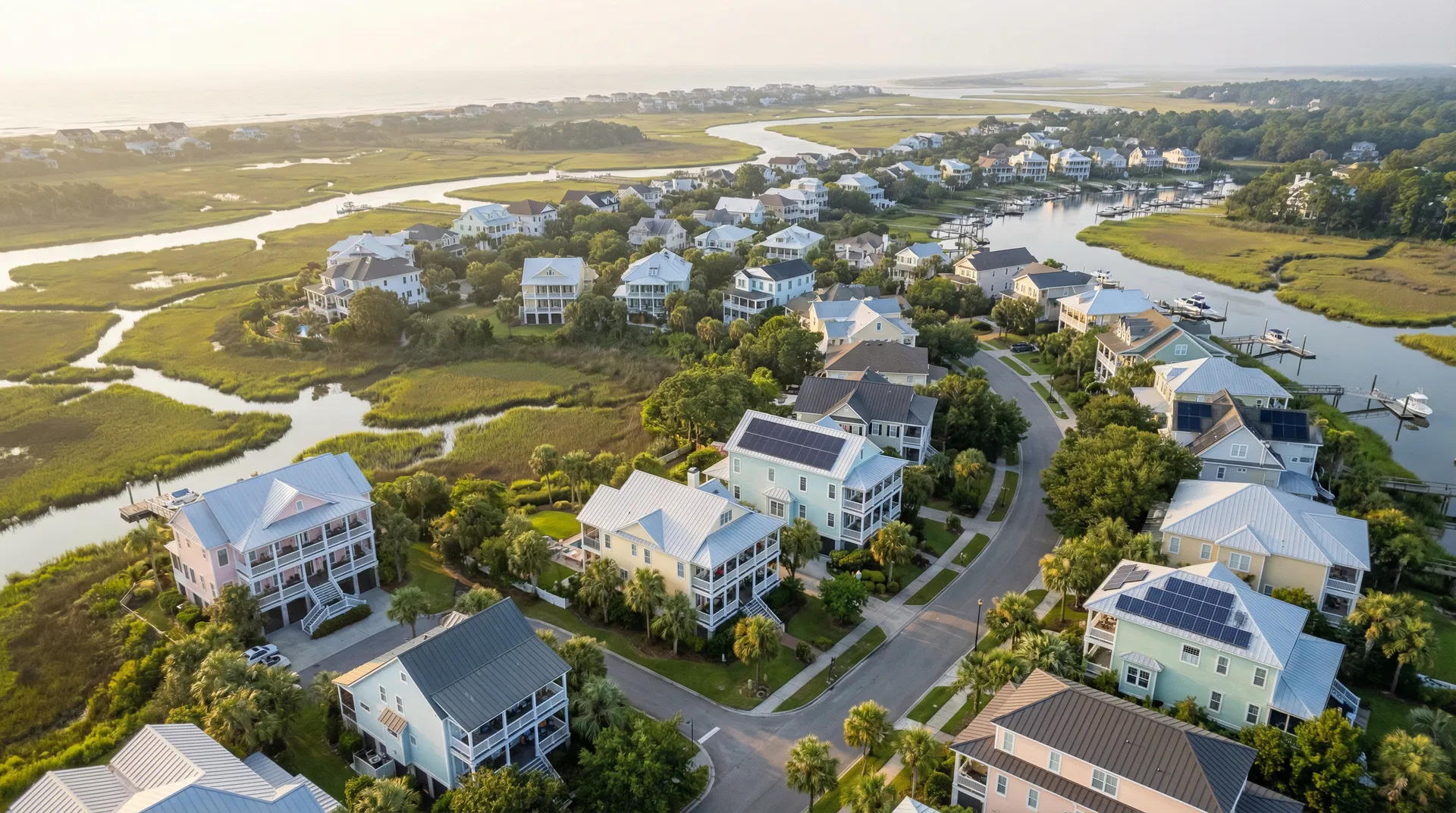 Solar panels on a residential home in South Carolina