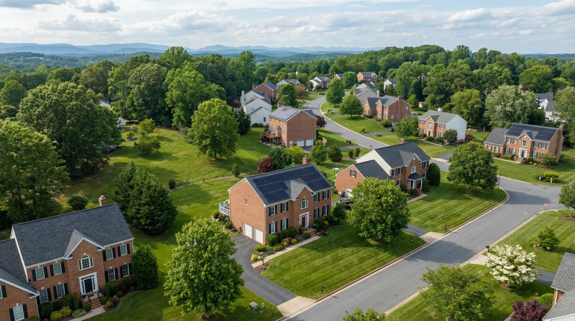 Solar panels on a residential home in Virginia