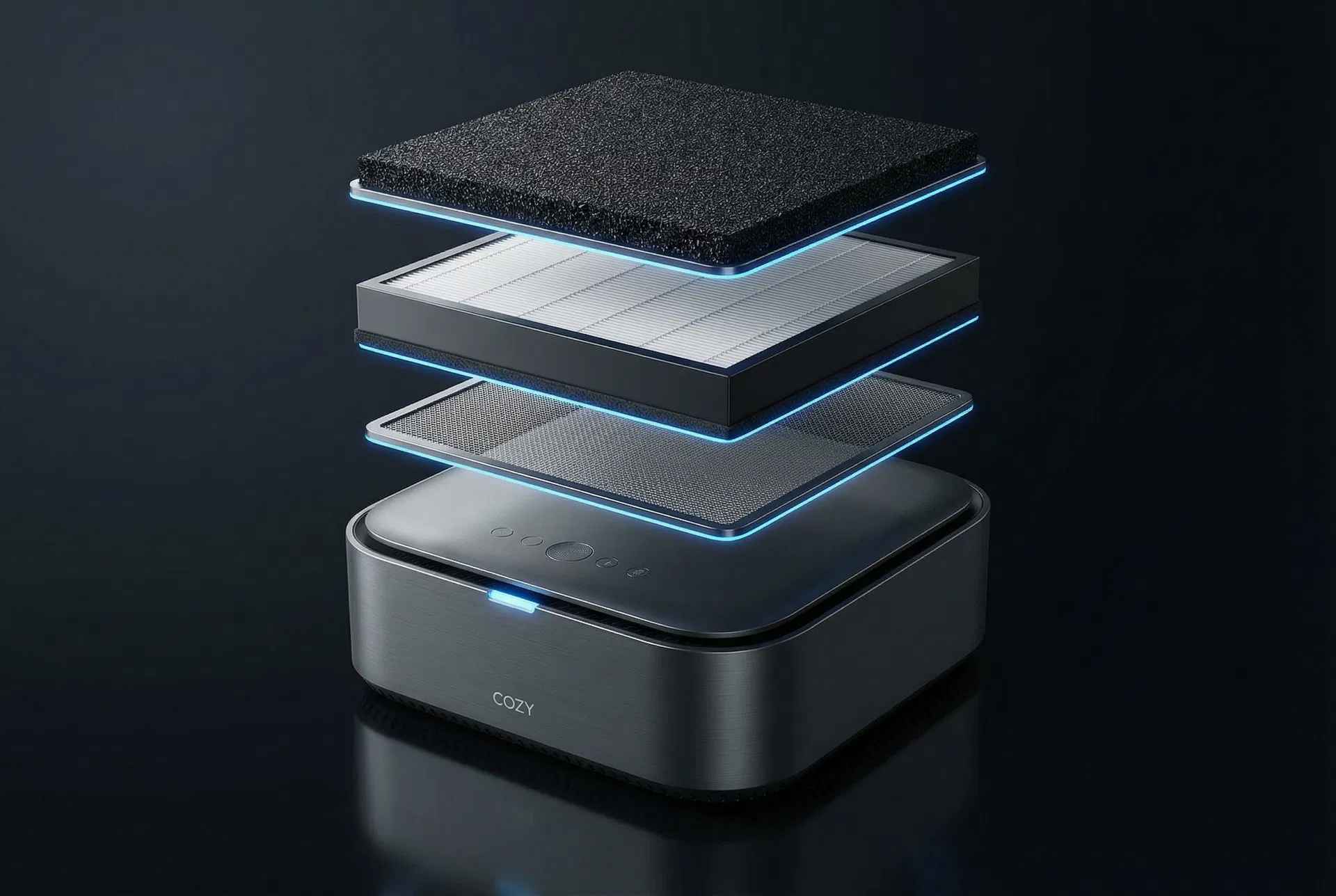 Cozy Bedside premium filter cartridge exploded view