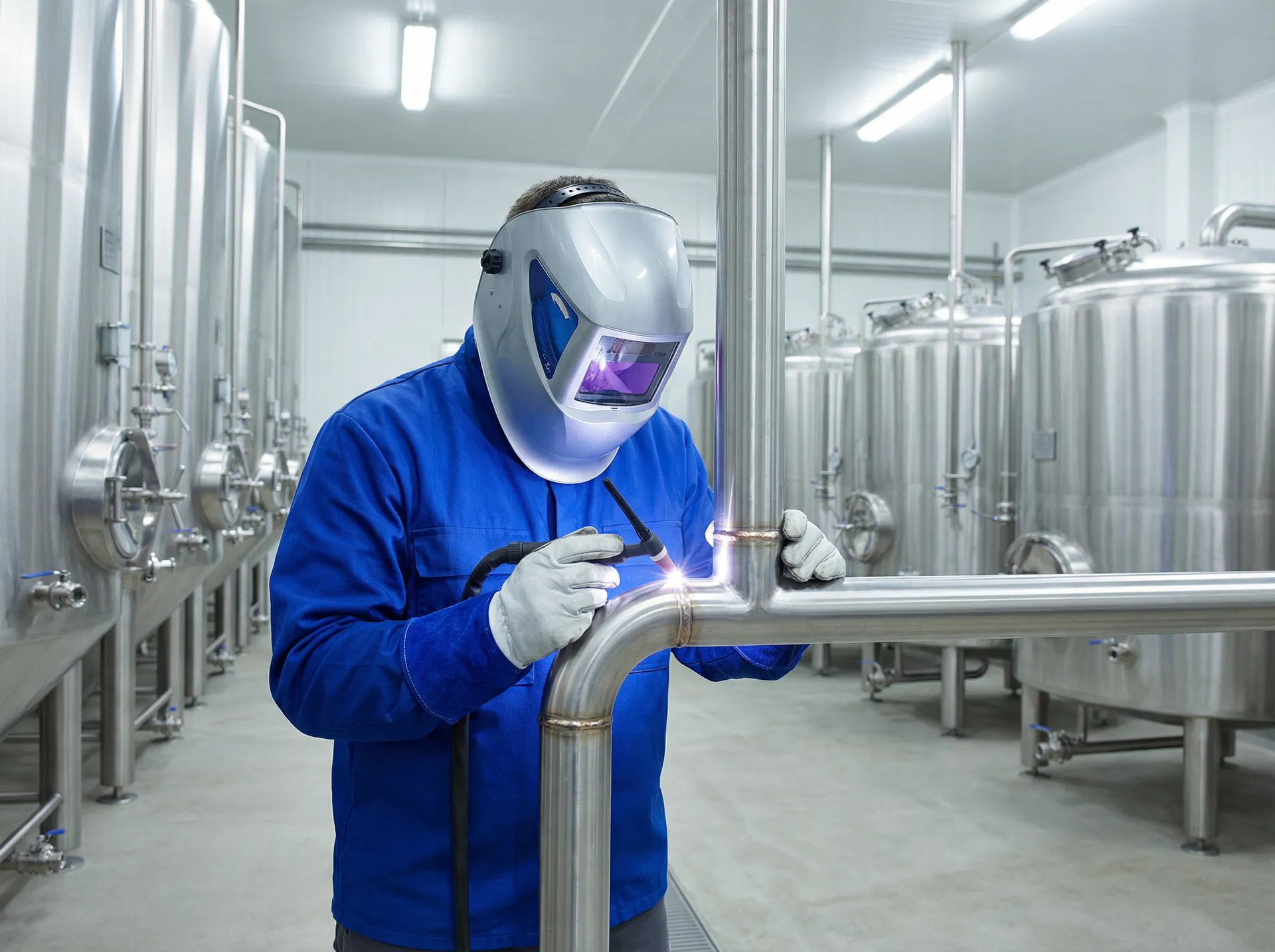 Sanitary welding on stainless steel piping