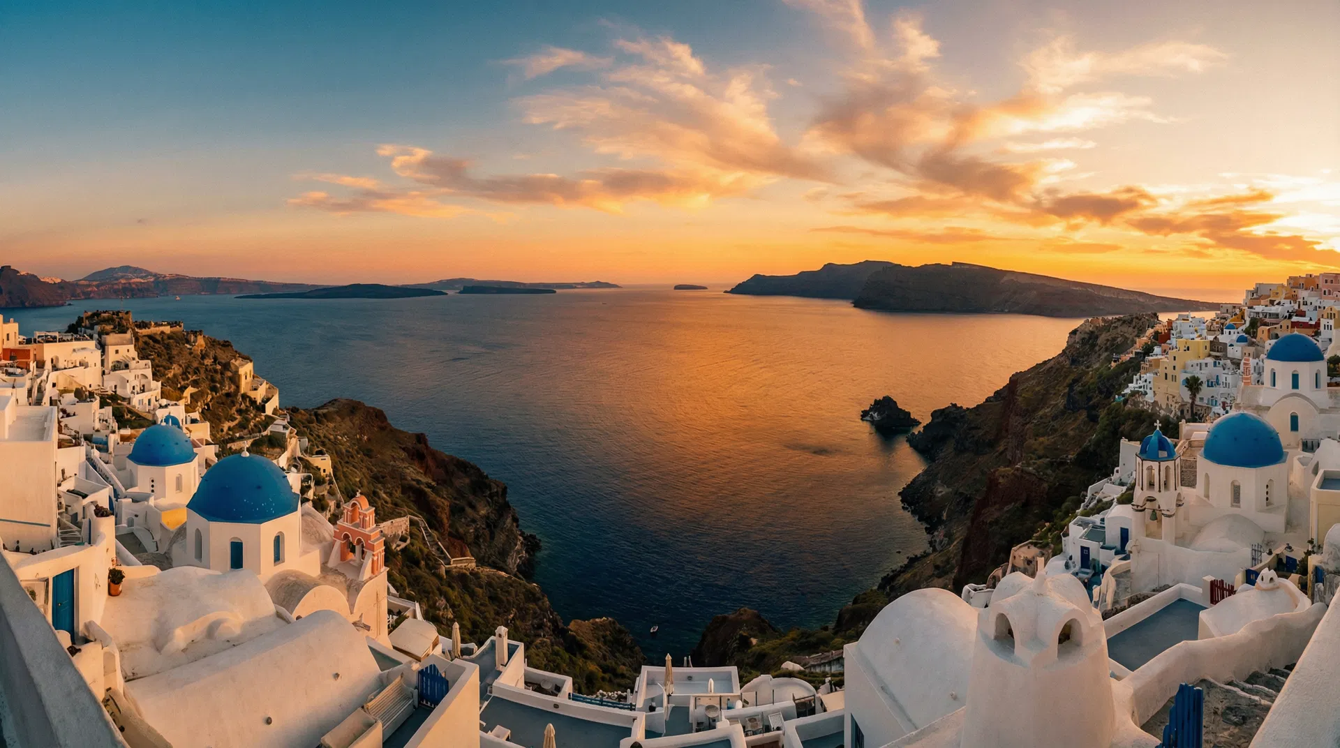 Santorini caldera at sunset