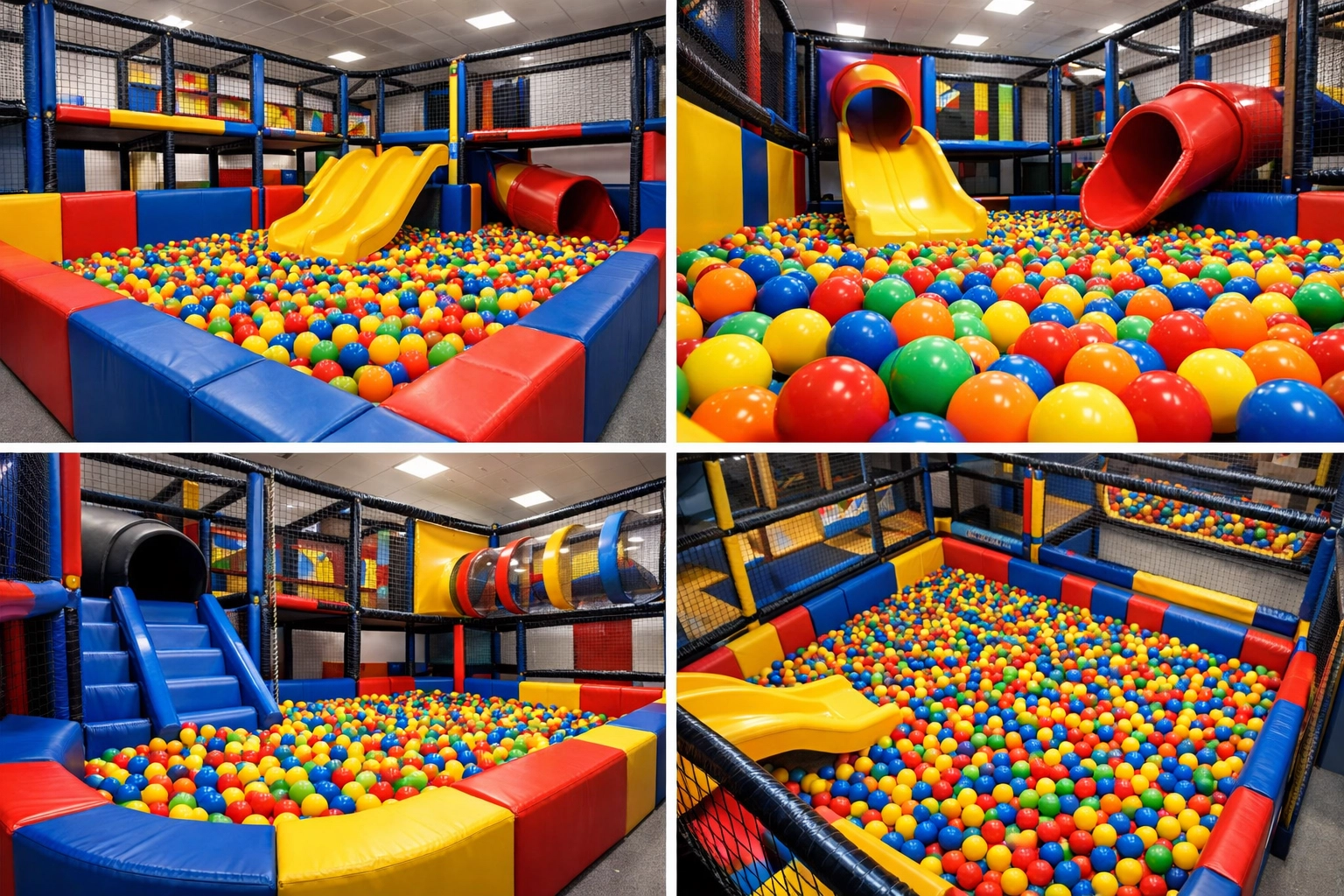 Professional ball pit product photography showing multiple configurations