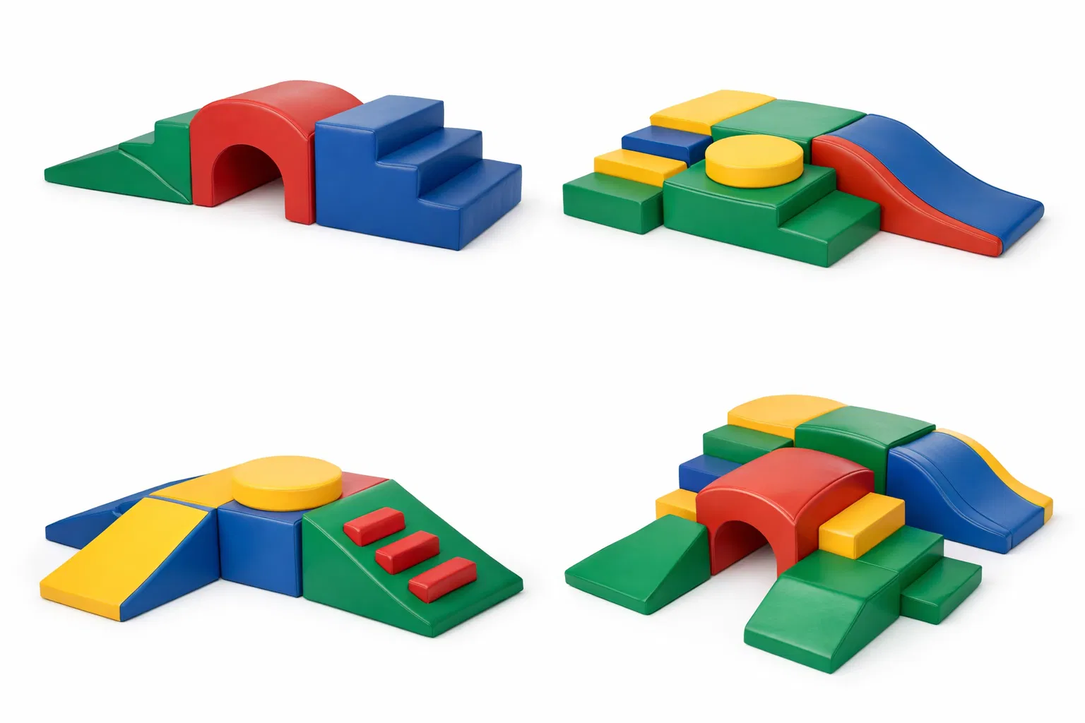 High-quality product photography of soft foam climbing structures