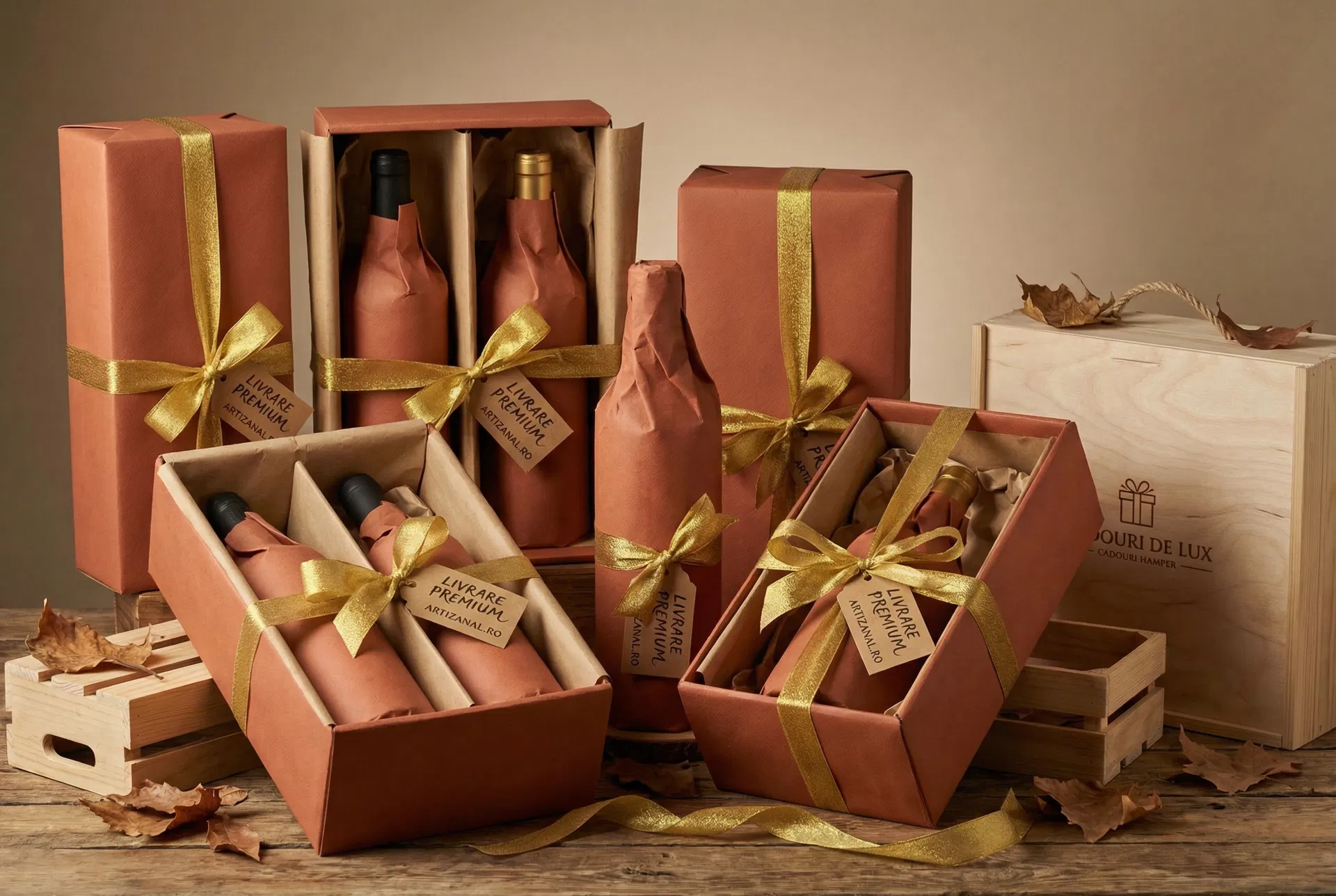 DrinkStory gift packaging — premium drinks delivered in 90 minutes across Bucharest, Brașov, Timișoara and Adjud