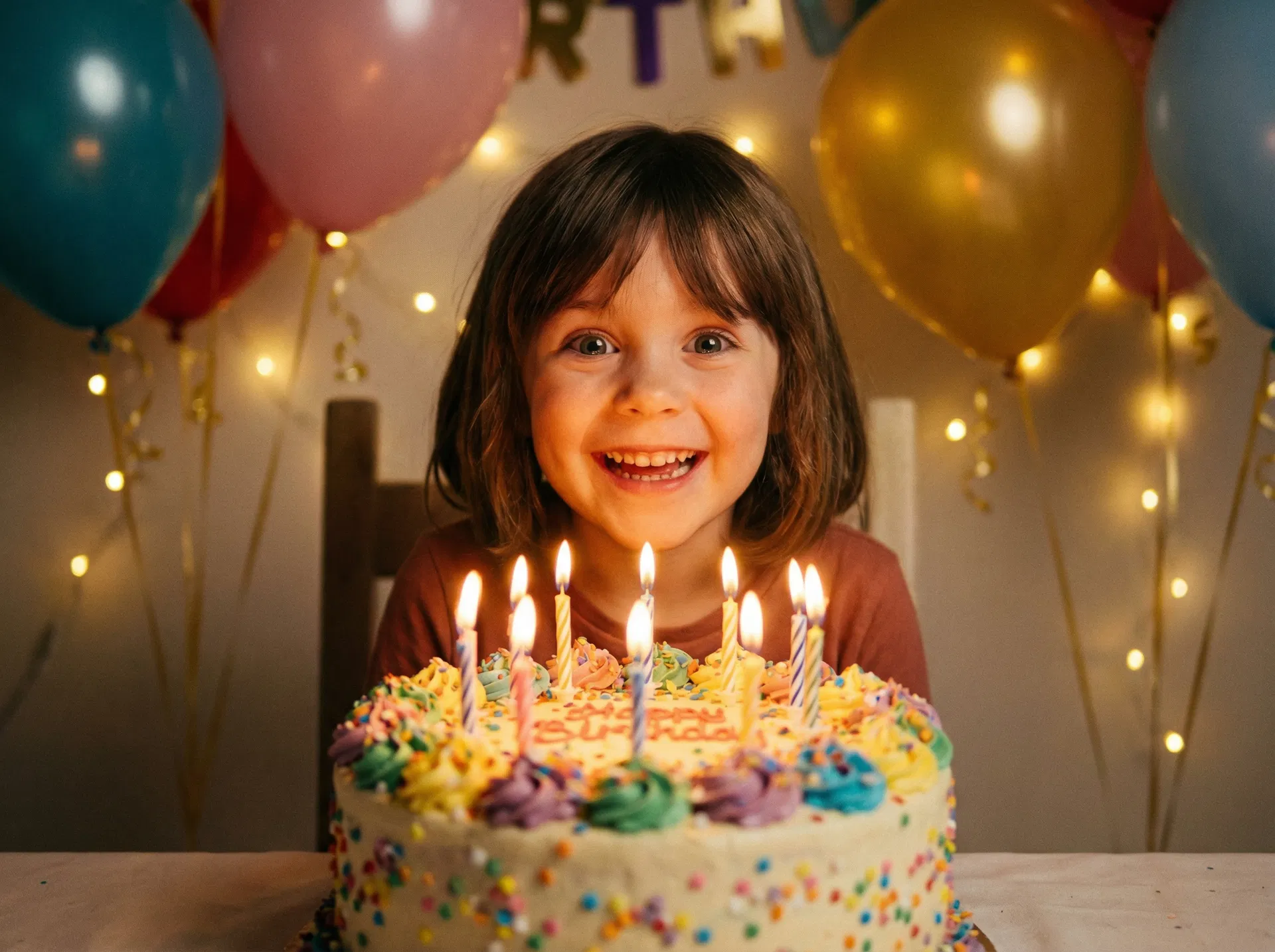Happy child with birthday cake
