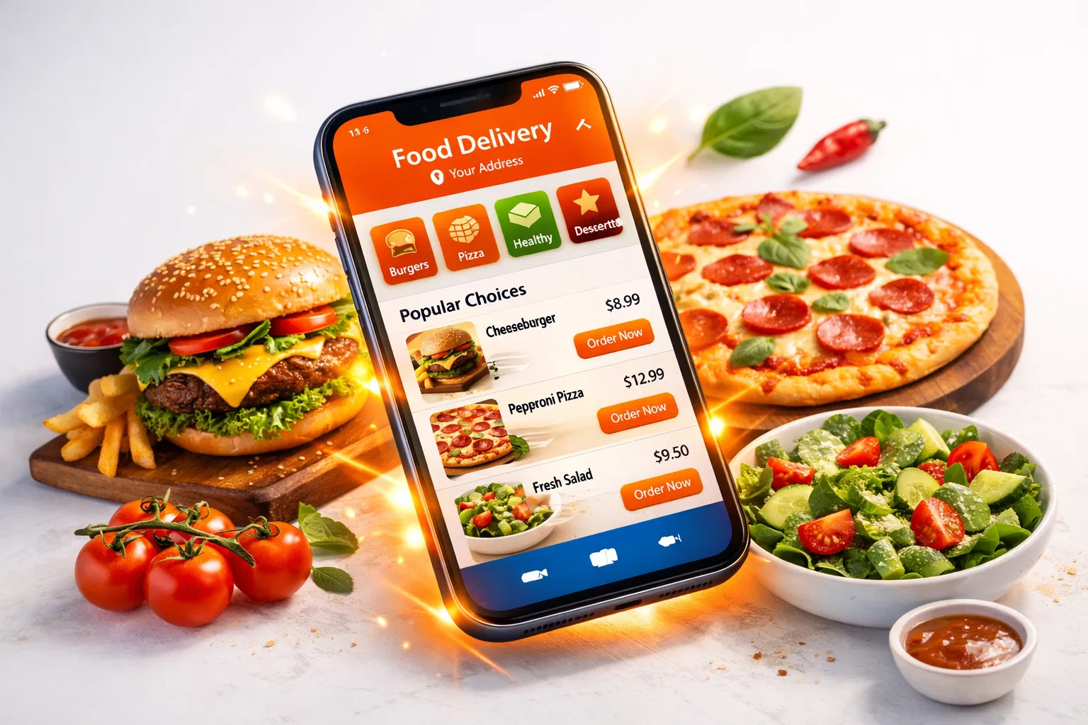 Smartphone com app de delivery