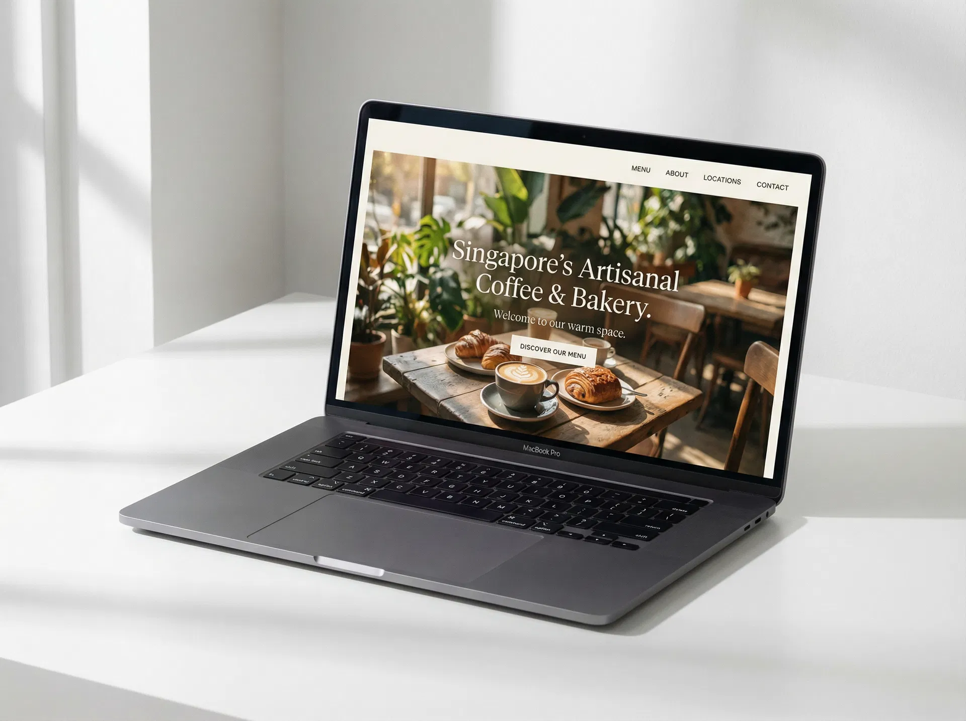 Example website design on a laptop