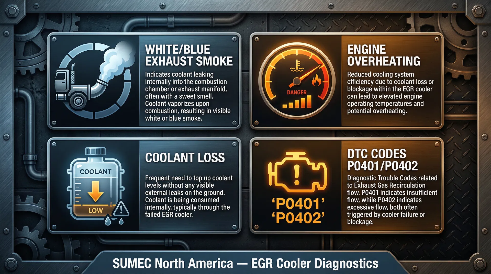 EGR Cooler Failure Symptoms — White Smoke, Overheating, Coolant Loss, DTC Codes