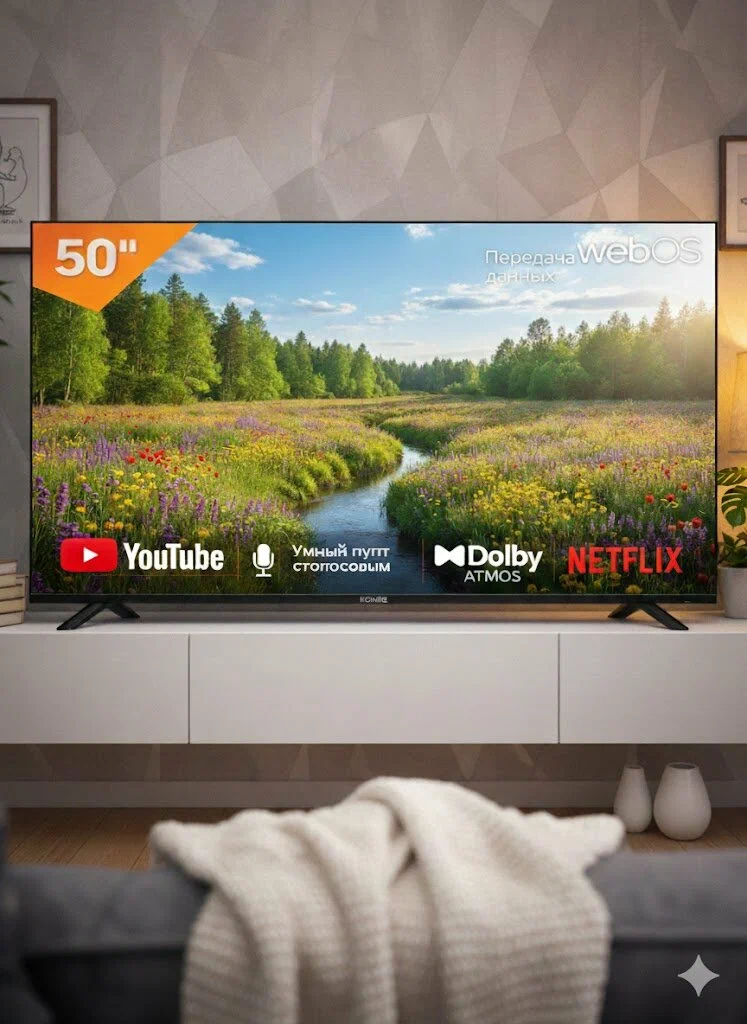 KONING Телевизор Konig Led 50KUW-9000 Webos диагональ 50", разрешение 4К, с голосовым управлением — купить в Ташкенте