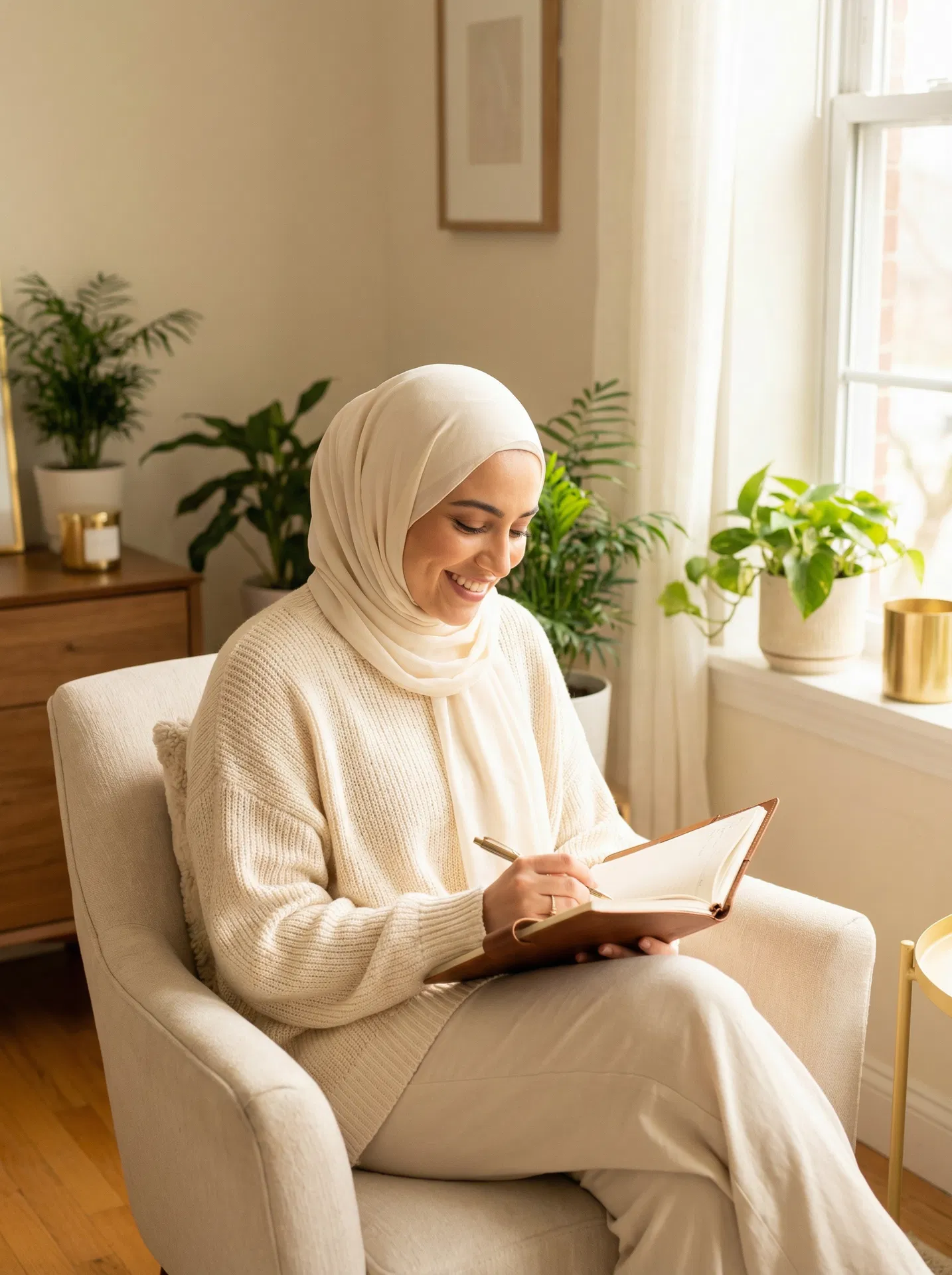 Woman meditating at home