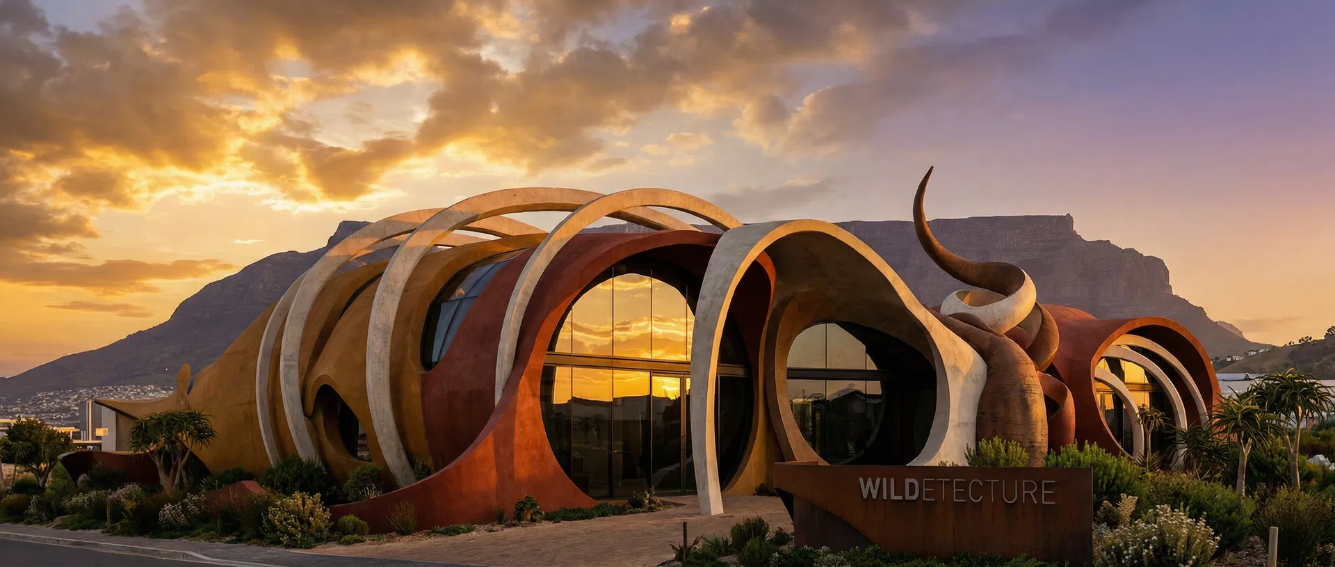 Wildetecture hero — African Fauvism architecture with kinetic sculptural forms, Cape Town