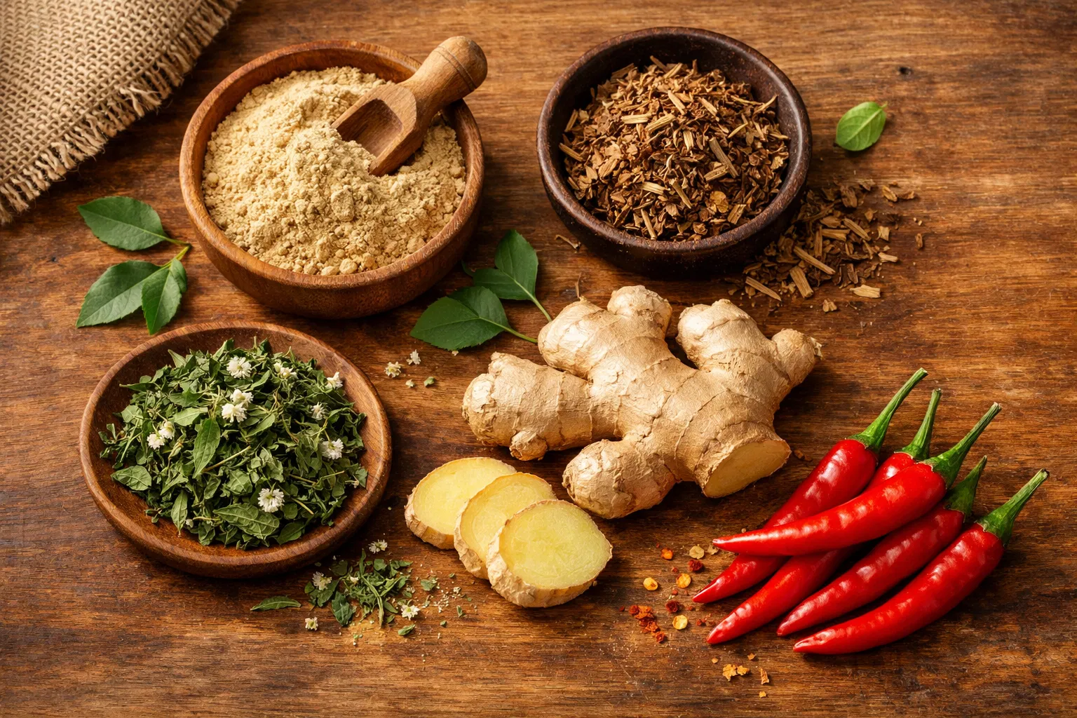 Natural ingredients: maca, ginger, chili peppers, and herbs