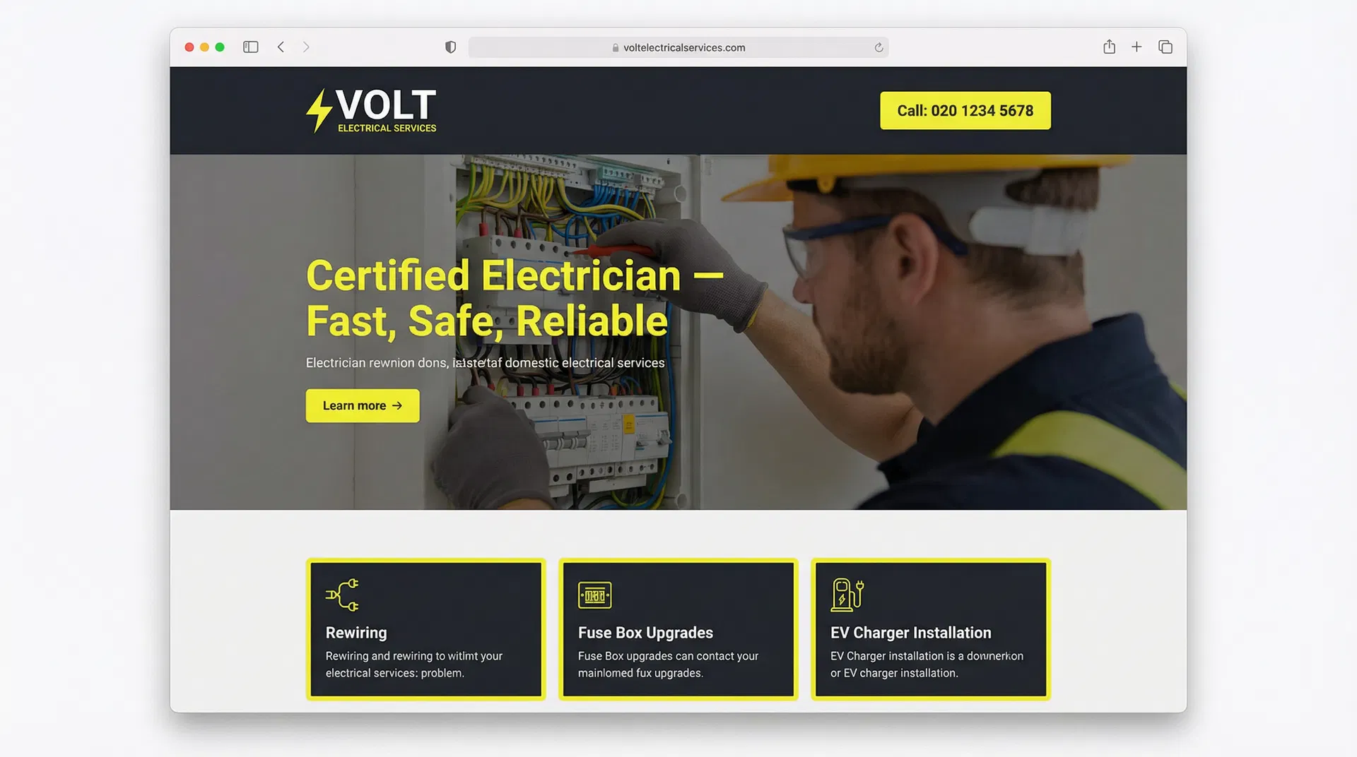 Volt Electrical Services website example