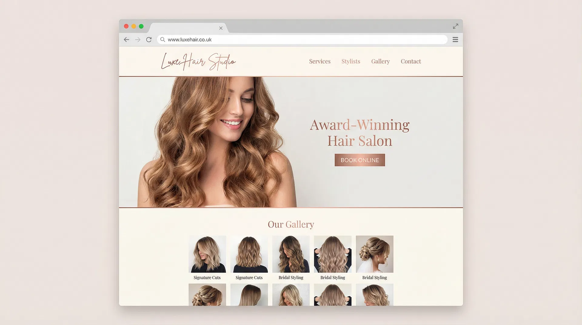 Luxe Hair Studio website example