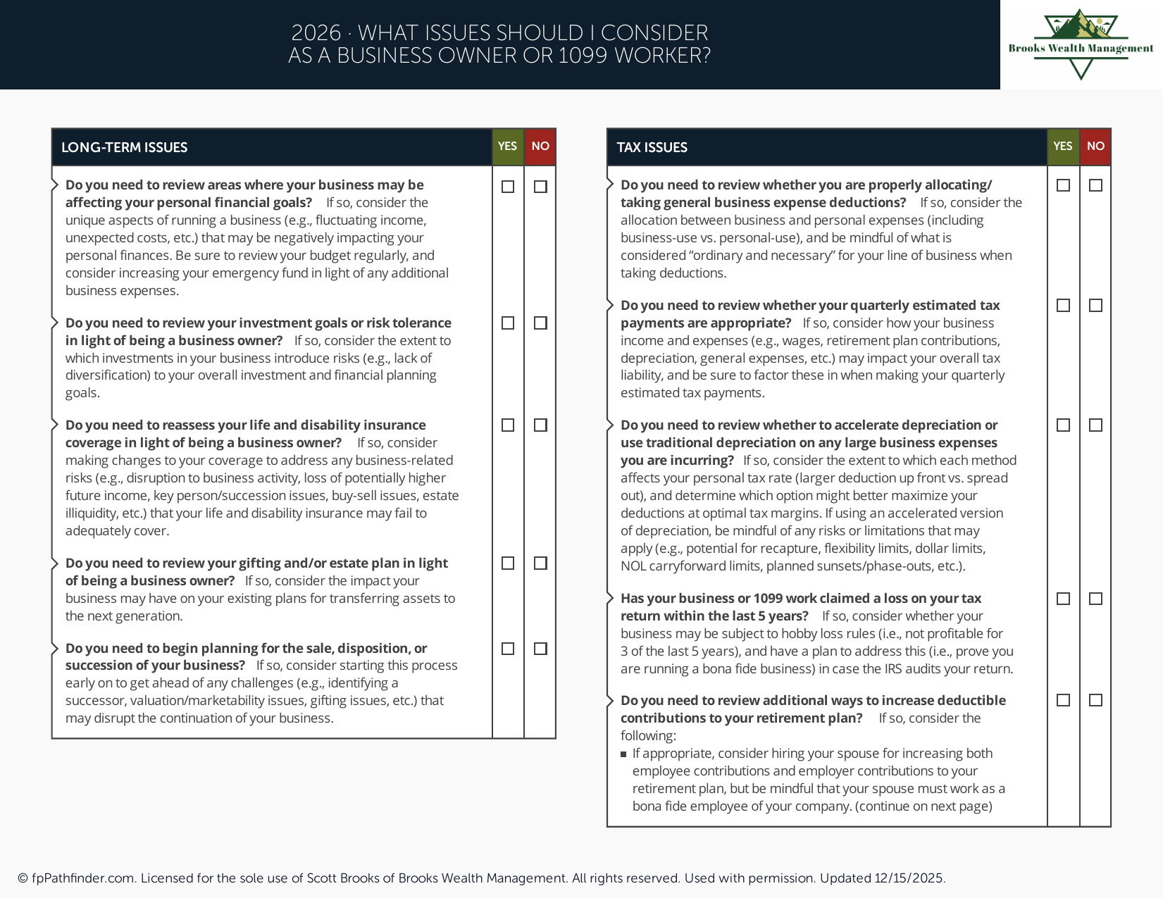 Preview of What Issues Should I Consider as a Business Owner or 1099 Worker?