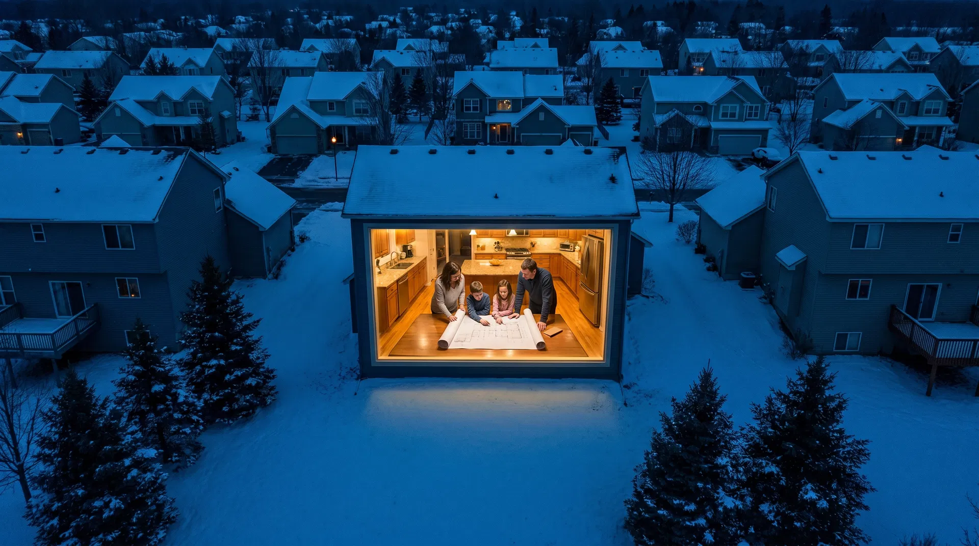 Beautiful suburban home in winter