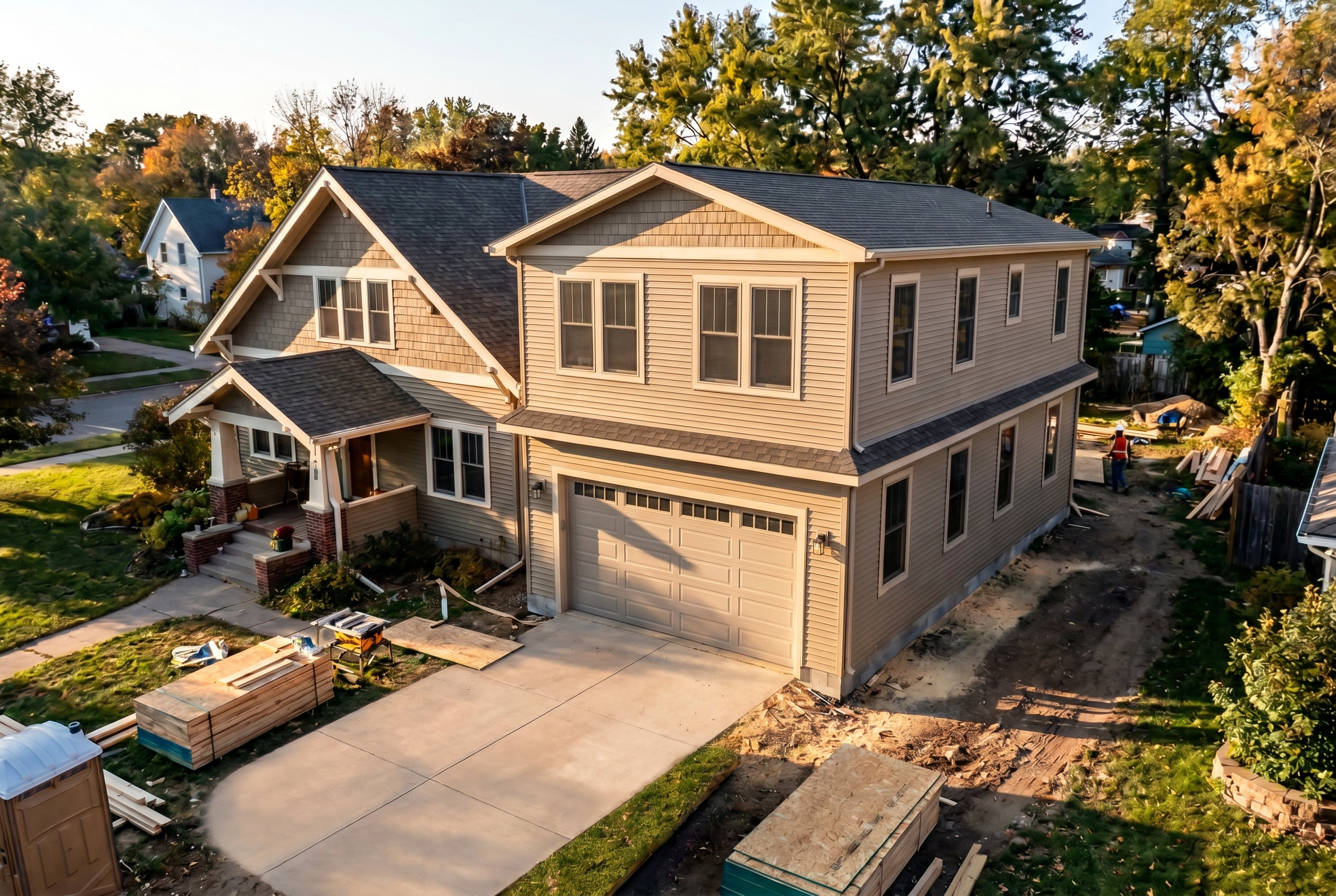 Custom home construction in progress in Minnesota