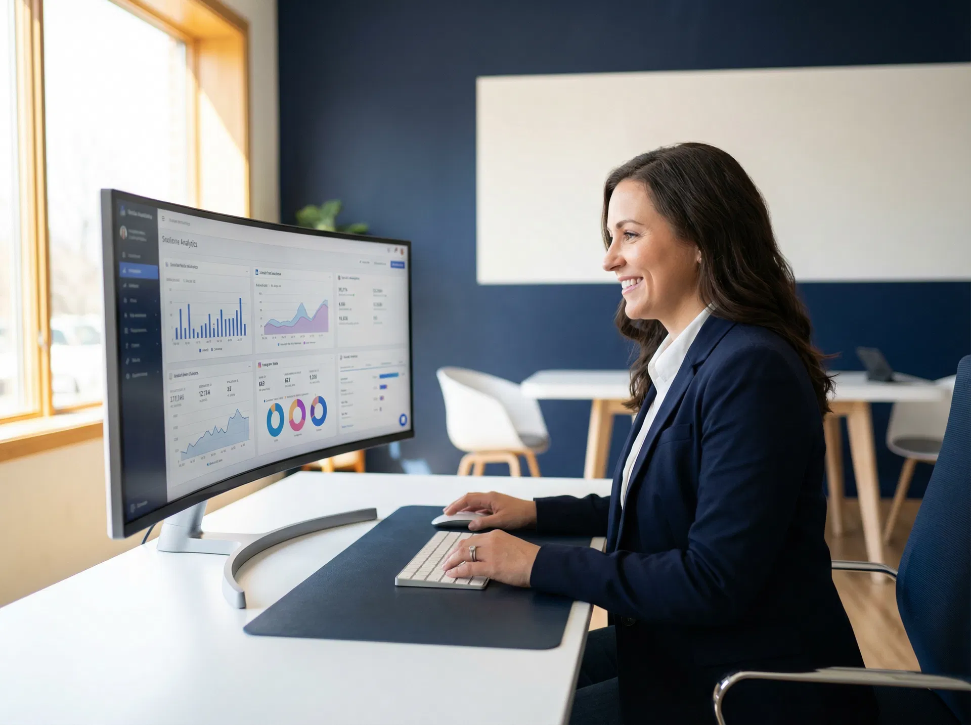 Social media management professional at work