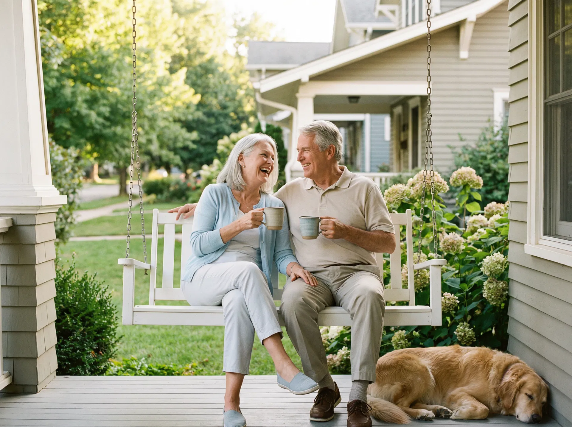 Retired couple enjoying financial security