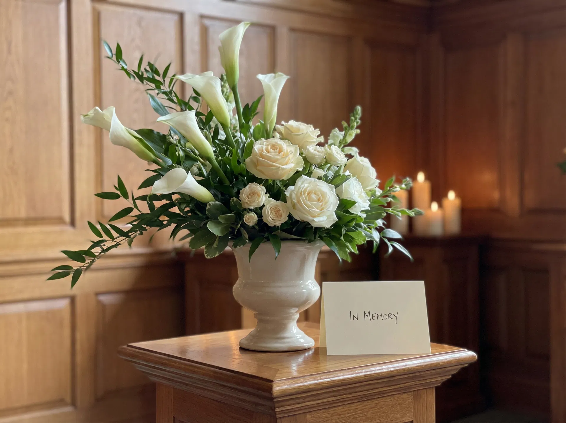 Funeral flower arrangement representing memorial services
