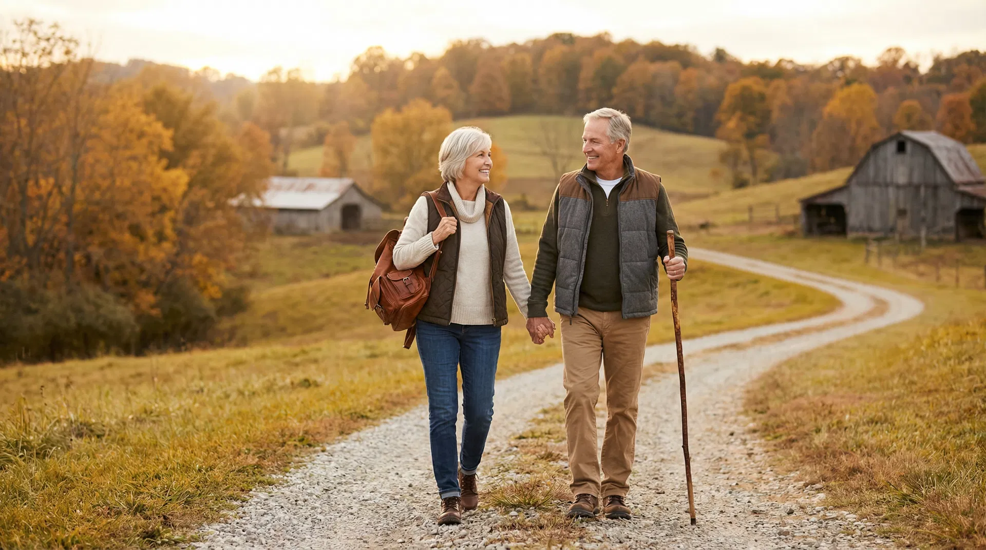 Retired couple enjoying their retirement in Ohio countryside