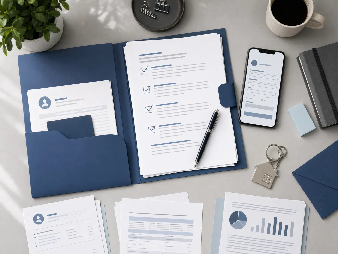 Organized tenant application documents and checklist