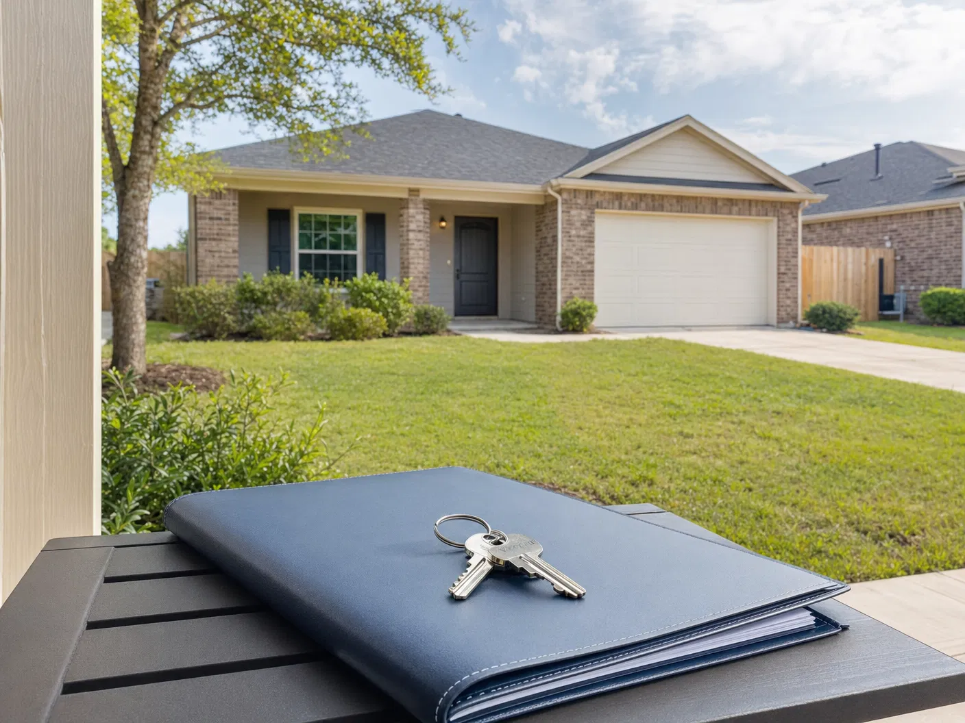 Vacant rental home with keys and leasing folder