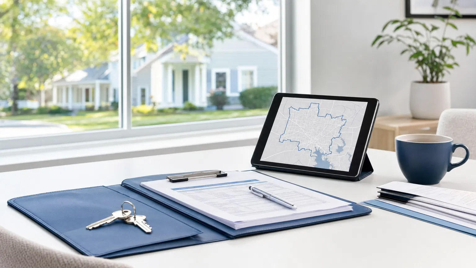 Organized rental application package and keys for Houston renters