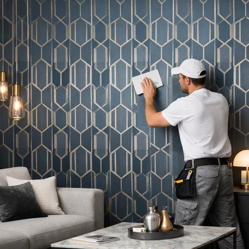 Geometric Wallpaper Installation