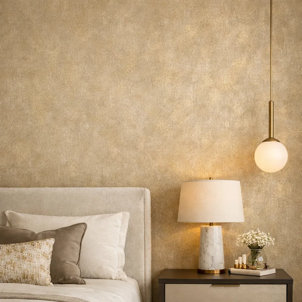 Elegant accent wall with textured wallpaper
