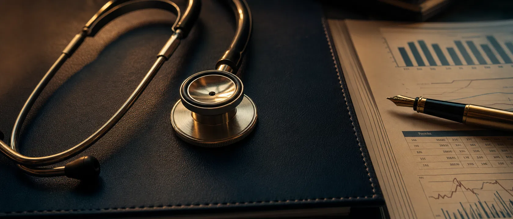 Stethoscope on financial documents